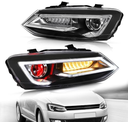 VLAND Dämonenaugen Scheinwerfer kompatibel für Polo 5 / Polo 6R 6C 2009-2017 [Nicht passen zu GTI], 1 Satz