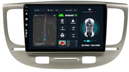 MISONDA Radio Coche estéreo Android 14 para Kia Rio 2 (2005-2011) Pantalla táctil IPS de 9 Pulgadas Carplay Navegación GPS Bluetooth USB WiFi Am FM RDS Control del Volante 2G RAM + 32G ROM