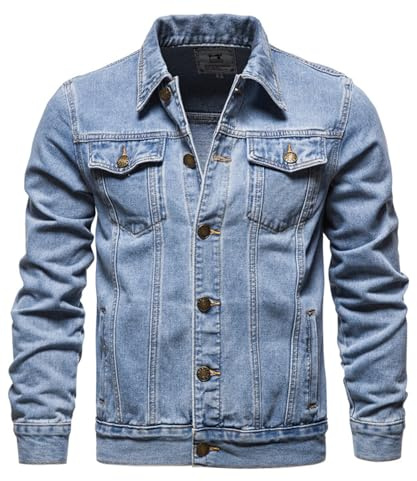 Btmpmcs Herren Classics Jeansjacke Vintage Denim Trucker Jacket Gewaschener Cowboy Übergangsjacke Baumwolle Denim Jacke für Frühling und Herbst Western Motorrad Biker Jeans Mantel Outerwear