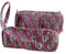 Ensemble trousse de toilette et trousse rembourrée en coton indien. Magnifique et très pratique. Multi-usages., rose bougainvillée, Trousse en tissu matelassé et imprimé floral.