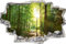 DesFoli Wandtattoo Wald Natur Bäume - verschiedene Rahmentypen DW000190 Farbe Grauer Stein Querformat, Größe 150 cm x 100 cm
