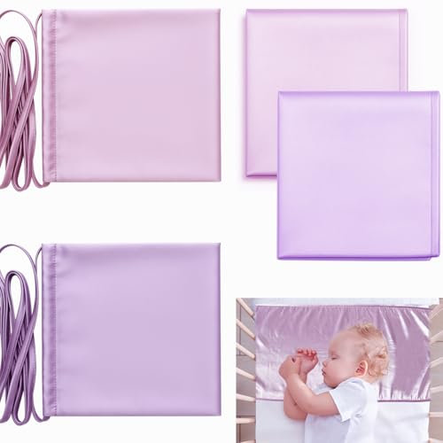 Okueejur 2 Pcs Satin Bassinet Sheet Baby Hair Protect Soft Silk Feeling Sheet Baby Bassinet for Rectangle Cradle Pad Mattress Newborn Infant (Pink+Purple)