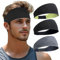 Sport Stirnbänd Herren Damen - Double Sided Dünn Dehnbare rutschfest Haarband, Atmungsaktiv Schweißband Stirn für Fitness, Laufen, Radfahren, Wandern(3 Pack) (2 Schwarz+Grau)