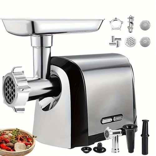 Electric Meat Grinder - Heavy Duty Mincer Machine with Stainless Steel Blades, 3 Grinding Plates, Sausage Stuffer Tube & Kibbe Kit for Home and Commercial Use