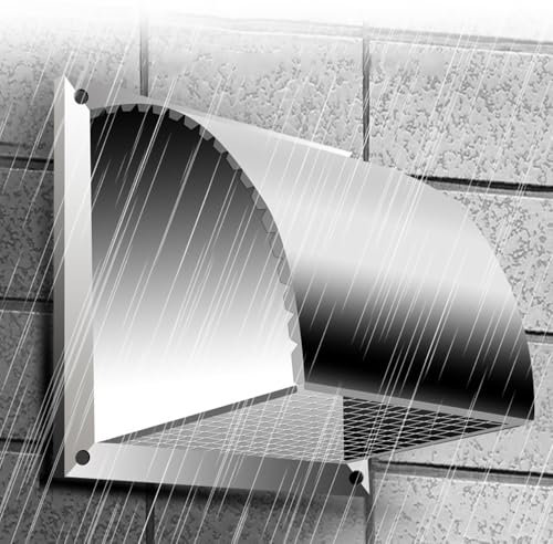 IMUNKT 200-600mm Griglia Parapioggia di Ventilazione Rettangolare, Presa d'Aria A Parete in Acciaio Inox, con Rete Insetti, per Cucina, Bagno, Cappa d'Aria(350mm/14in)
