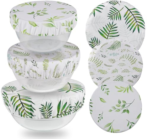 Veclory 3 Pack Reusable Bowl Covers for Bread Proofing with Plastic Liner 8/10/12 Inch Elastic Bread Bowl Cover for Sourdough Rising and Food Storage