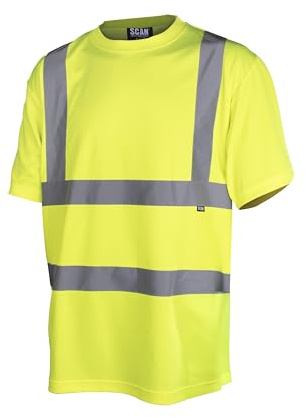 SCAN Hi-Vis T-Shirt - High Visibility Safety Workwear with Reflective Tape, UPF 40+, 100% Recycled Polyester, EN ISO 20471 Class 2 – Yellow