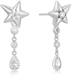 ANIA HAIE Damen Ohrhänger MELODIC POET Sparkling Star aus 925 Sterling Silber, Stern und Hänger in Tropfenform besetzt mit 6 Zirkonia, Länge 26mm, inkl. Geschenkverpackung