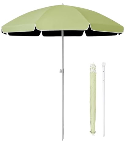 Terrassenschirm für den Außenbereich, 2,2 m, UV-Schutz, leicht und tragbar, Strandschirm, höhenverstellbar, rund, Sonnenschutz für Garten, Pool, Hof, Grün