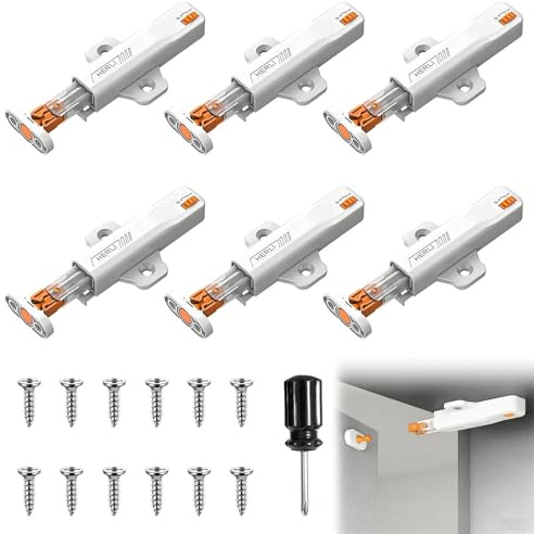 Push to open Türöffner, 6 Stück Drucktüröffner, Drucktüröffner Push to Open, Schranktür Dämpfer mit Kreuzschlitz Schraubendreher für Küchenschrank, Kleiderschrank, Schublade, Wohnwagen