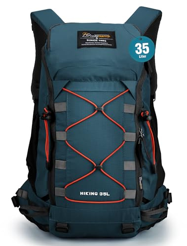 Mountaintop 35L Wanderrucksack Herren Damen mit Regenhülle für Wandern | Trekkingrucksack YKK Trekking Rucksack mit Brustgurt für Camping Wandern Reisen Travel Reiserucksack