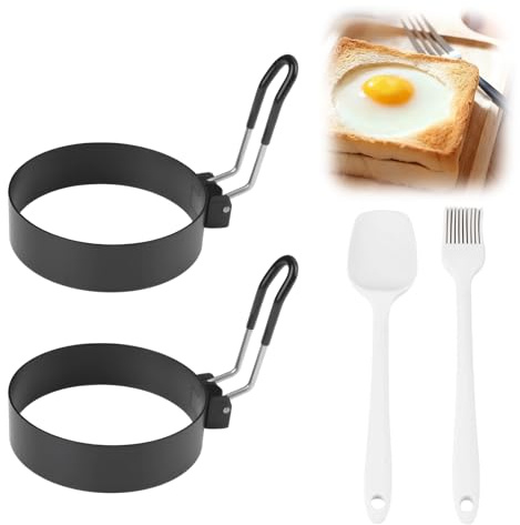 2 anneaux œufs inox antiadhésifs 7,6cm pour omelettes, gaufres, sandwiches | Qualité fiable, conception pratique et utilisation polyvalente pour les besoins quotidiens.