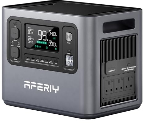 AFERIY New 2025 Portable Power Station 2800W, 2048Wh LiFePO4 Fast Charge in 1.5 H, 220V-240V, UPS, Expandable to 10.24 kWh, Portable Solar Generator for Camping, Home Office, 7-Year Warranty