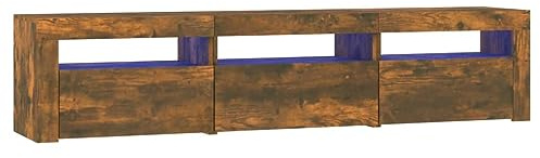 Emmtore Mueble de TV con Luces LED Color Roble Ahumado 180x35x40 cm