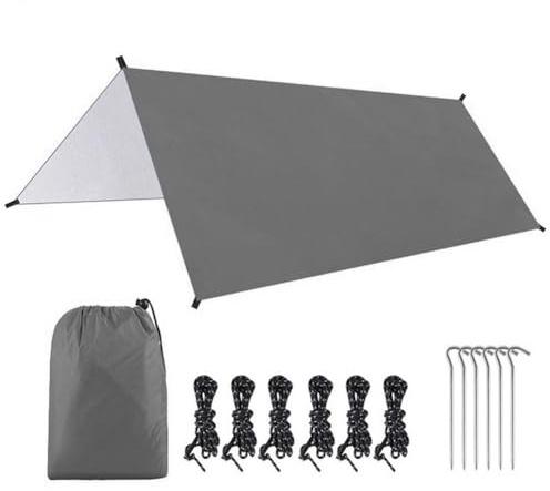 Lawnoval Camping Zelt Tarp Wasserdicht Regenfliege 300x300cm mit Spikes und Nylonseil für Outdoor Shelter, Sonnenschutz, Wandern, Angeln
