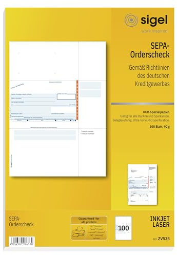 SIGEL ZV535 SEPA-Orderscheck, A4, 100 Blatt