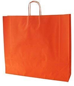 Papiertragetaschen mit Kordel extra groß 54 + 14 x 50 cm (100 Stück, ORANGE)