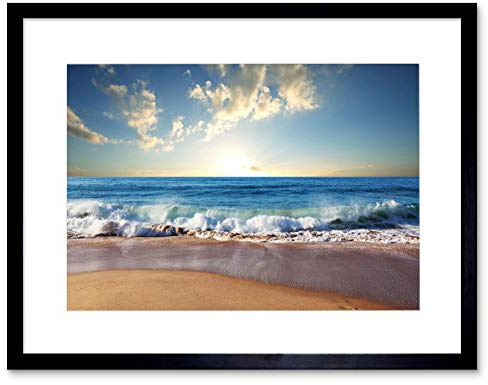 Wee Blue Coo Photo Seascape Beach Sand Ocean Surf Waves Framed Wall Art Print
