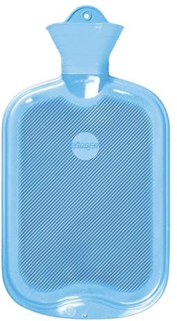 2 Liter Gummi-Wärmflasche, Wärmeflasche Warmtherapie 1-seitig Lamellen, hellblau