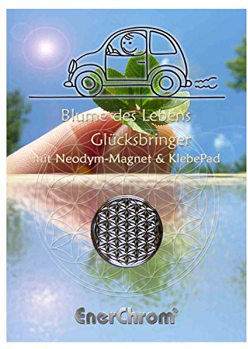 EnerChrom Blume des Lebens Glücksbringer Auto, Farbe Silber 2,3cm - 1 Stück - Gute Fahrt Magnet Plakette Zettelhalter