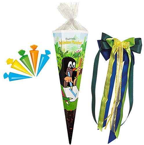alles-meine.de GmbH Set Schultüte + 5 kleine Zuckertüten - Der kleine Maulwurf - Pauli - 85 cm - eckig - incl. große Schleife - Tüllabschluß - Zuckertüte - mit/ohne Kunst..