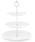 Nyxi White Porcelain 3 Tier Cake Stand - Ceramic Display with New Silver Handle