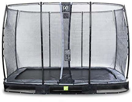 EXIT Toys Elegant Rechteckiges Bodentrampolin - 214x366cm - Mit Economy Sicherheitsnetz & Fußschutzsystem - Rostfrei - Wasserbeständig - Einfache Montage - Bodentrampolin Garten - Schwarz