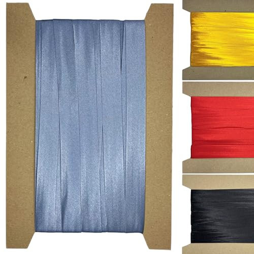 Roban Fashion 10m Satin Schrägband zum Nähen gefalzt 20mm breit Blaugrau