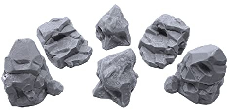 EnderToys Stone Boulders Bundle, Terrain Scenery for Tabletop 28mm Miniatures Wargame, 3D Printed and Paintable