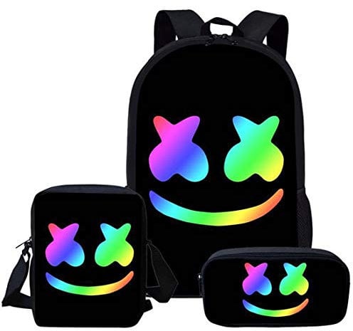 N /A Schulrucksack, 3 Stück, für Kinder, Federmäppchen, Schultertaschen, Jugendliche DJ-Musiktasche, modisch, praktisch, geeignet für Jugendliche und Studenten
