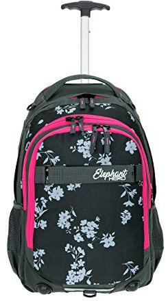 Elephant Trolley Mädchen Schultrolley Hero Signature Schulranzen Schultasche Trolly Rucksack 12800 Auswahl (Grey Flower (Grau/Pink Zip))