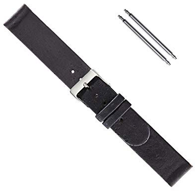 Uhrenarmband Damen 14mm, Ersatzband Vegan, Material Kork, Farbe Schwarz matt, Set 524714s
