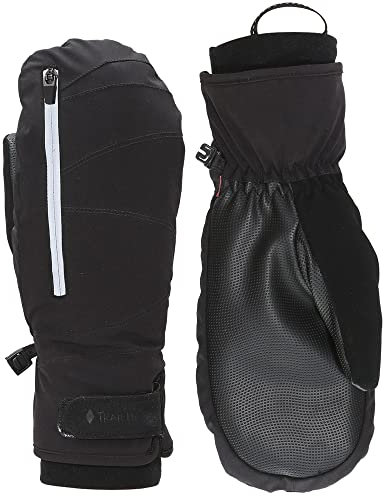TrailHeads Konvertible Fäustlinge Damen mit Reißverschluss für den Winter Laufhandschuhe Damen für den Winter | Thermohandschuhe Winter Damen | Outdoor Handschuhe Damen - Schwarz (Mittel/Groß)