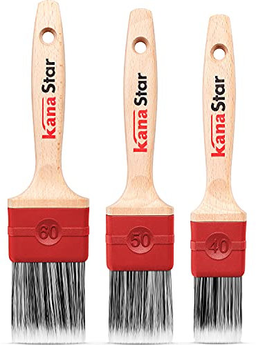 Pinsel Set 40, 50, 60 mm Stärke 12 für Lasur & Acrylfarbe - vollsynthetische Borstenmischung und hochwertiger Kunststoff-Fassung