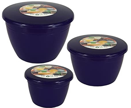 Just Pudding Basins 3 Smaller Sizes in One Set Steam Pudding Bowls, Basin and Lid 1x 1/4 Pint, 1x 1/2 Pint 1x 1 Pint (Purple)