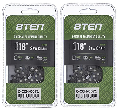 8TEN Cadena de motosierra de 18 pulgadas .063 .325 68 DL para Stihl 025 021 MS250 MS230 MS251 26RM3 68 (paquete de 2)