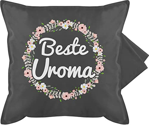 Kissenbezug - Oma Großmutter - Beste Uroma Geschenk - 50 x 50 cm - Grau - kissen. geschenke fuer omas omi uromas kissenhülle weihnachten oma-geschenke grandma urlioma kuschelkissen kissen für