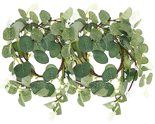 Operitacx 2 StüCke KüNstlicher Eukalyptus Kranz, 8cm Mini Kerze Wreath Kranz FrüHling für Ostern, Eukalyptus Girlande für Stumpenkerzen Stabkerzen FrüHling Landhaus Deko