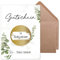 Olgs Rubbelkarte mit Umschlag zum selber beschriften in Gold | Gutschein Rubbellos Glückslos für eigenen Text | Geschenkidee zum Geburtstag Babyparty Hochzeit Taufe - Eucalyptus