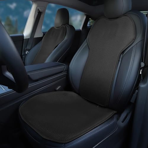 TOPABYTE Front Car Seat Covers for Tesla Model Y Model S Model X Model 3 2017-2025 Breathable Interior Seat Cushion Protector All Season Protection Breathable (Without LOGO)