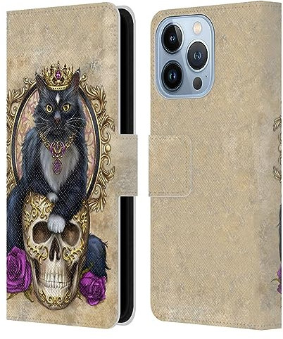 Head Case Designs Licenza Ufficiale Selina Fenech Gatto Gotico su Teschio E Rose Arte Custodia Cover in Pelle a Portagoglio Compatibile con Apple iPhone 13 PRO