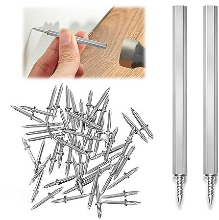 YEJAHY 200 piezas de hilo de rodapié de doble cabeza sin costuras, clavo para rodapié sin rastros, con una herramienta de manga específica para uñas, para decoración del hogar