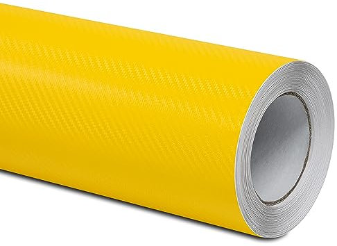 Folindo® Autofolie 3D Carbon Folie Auto Gelb (15€/m²) | 100 x 152 cm | Carbonfolie für Innenraum & außen | Selbstklebende Matt Glanz Luftkanal Folie zur Auto Folierung | Blasenfrei