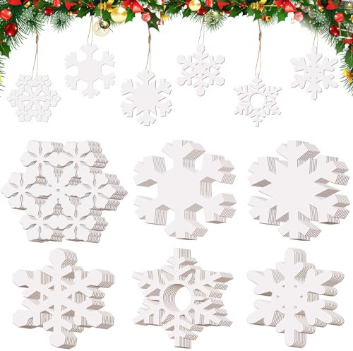 72 weiße Holz-Schneeflocken, 10,2 cm