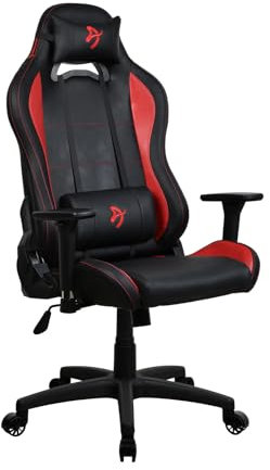 Arozzi Torretta Premium SoftSPU™ Ergonomic Gaming and Office Chair with Advanced Seat Mechanism, 3D Armrests, High Backrest, Swivel Tilt Rocker, 2 Support Cushions - (Black/Red)