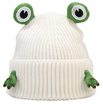 Winter Mütze für Damen Herren Lustig Frosch Laufmütze Thermo Wintermütze Strickmütze Stretch Winterhut Bequem Atmungsaktiv Sportmütze Schönes Geschenk