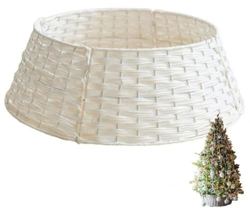 Bemvp Falda De Mimbre para Árbol De Navidad, 60 Cm, Cubierta Festiva para Soporte De Navidad, Decoración Tradicional, Cubierta De Cesta De Ratán, Decoración Ordenada, Uso En Interiores