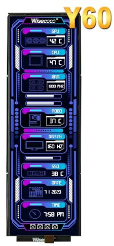 wisecoco Monitor de pantalla LCD de barra de 12.6 pulgadas, pantalla HDMI, 1920 x 515, IPS, kits de bricolaje duales, altavoces integrados para Hyte Y60, computadora, juegos, PC, CPU, monitor