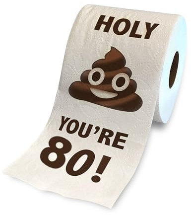 Prank Toilet Paper - Funny Birthday Rolls, 30th-90th Happy Prank Toilet Paper, Funny Toilet Paper Roll Birthday Decoration, Happy Prank Birthday Decoration Birthday Gifts for Women Men (80)
