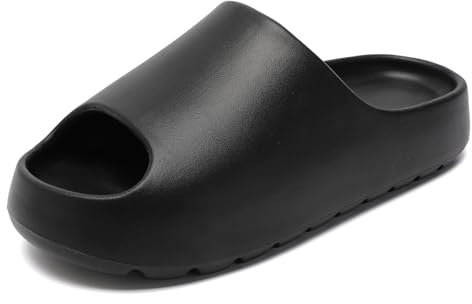 Uonesone Ciabatte donna uomo estive da Spiaggia Pantofole, Ultra Morbido Doccia Bagno Antiscivolo Asciugatura Rapida Punta Aperta Super Morbida Comoda Suola Spessa Sandali Scarpe(Nero,44/45 EU)
